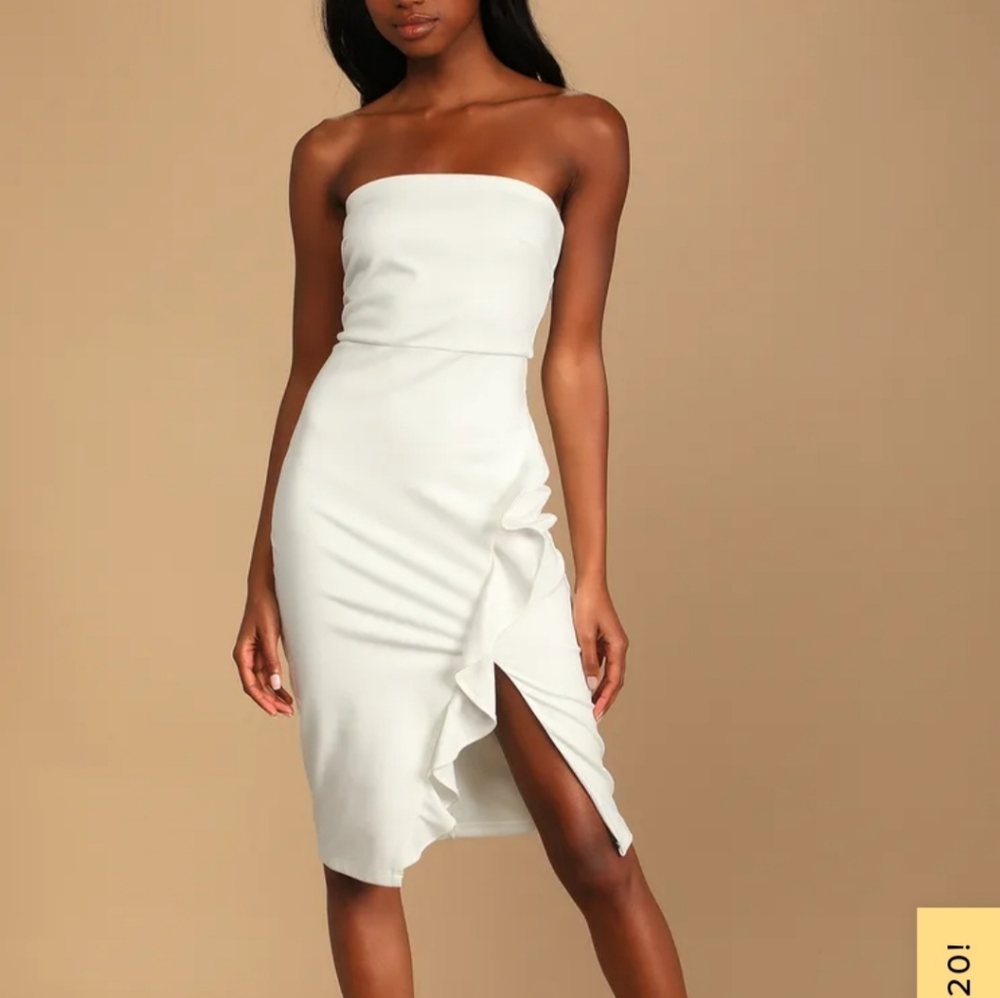 Lulu's White Strapless Bodycon Dress, size XL